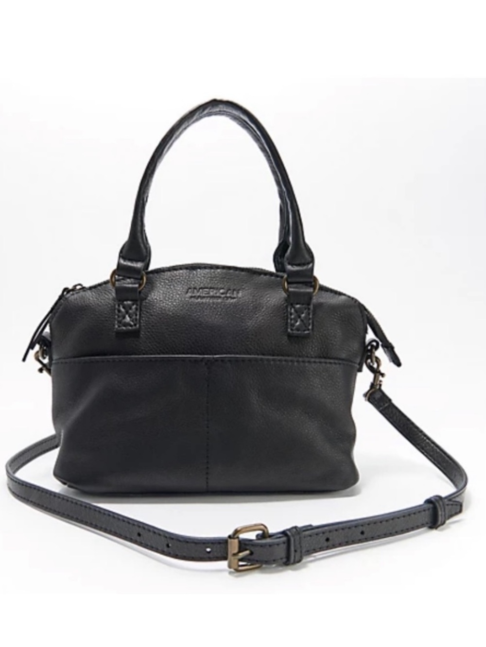 American Leather Co.‎ Black Small Pebble Leather Crossbody Satchel Bag